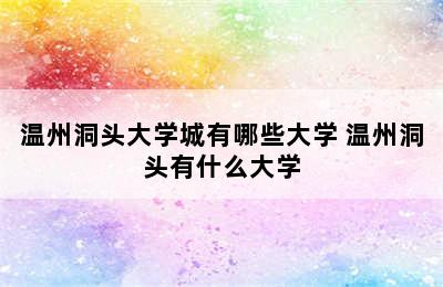 温州洞头大学城有哪些大学 温州洞头有什么大学
